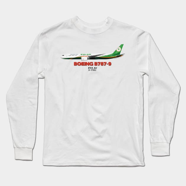 Boeing B787-9 - EVA Air Long Sleeve T-Shirt by TheArtofFlying